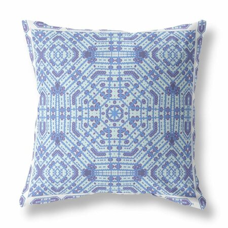 PALACEDESIGNS 16 in. Cyan & Blue Geostar Indoor & Outdoor Throw Pillow Light Blue PA3099157